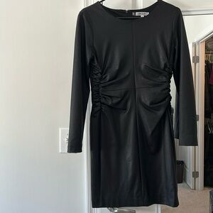 Jennifer Lopez ruched long sleeve black dress, size 8
